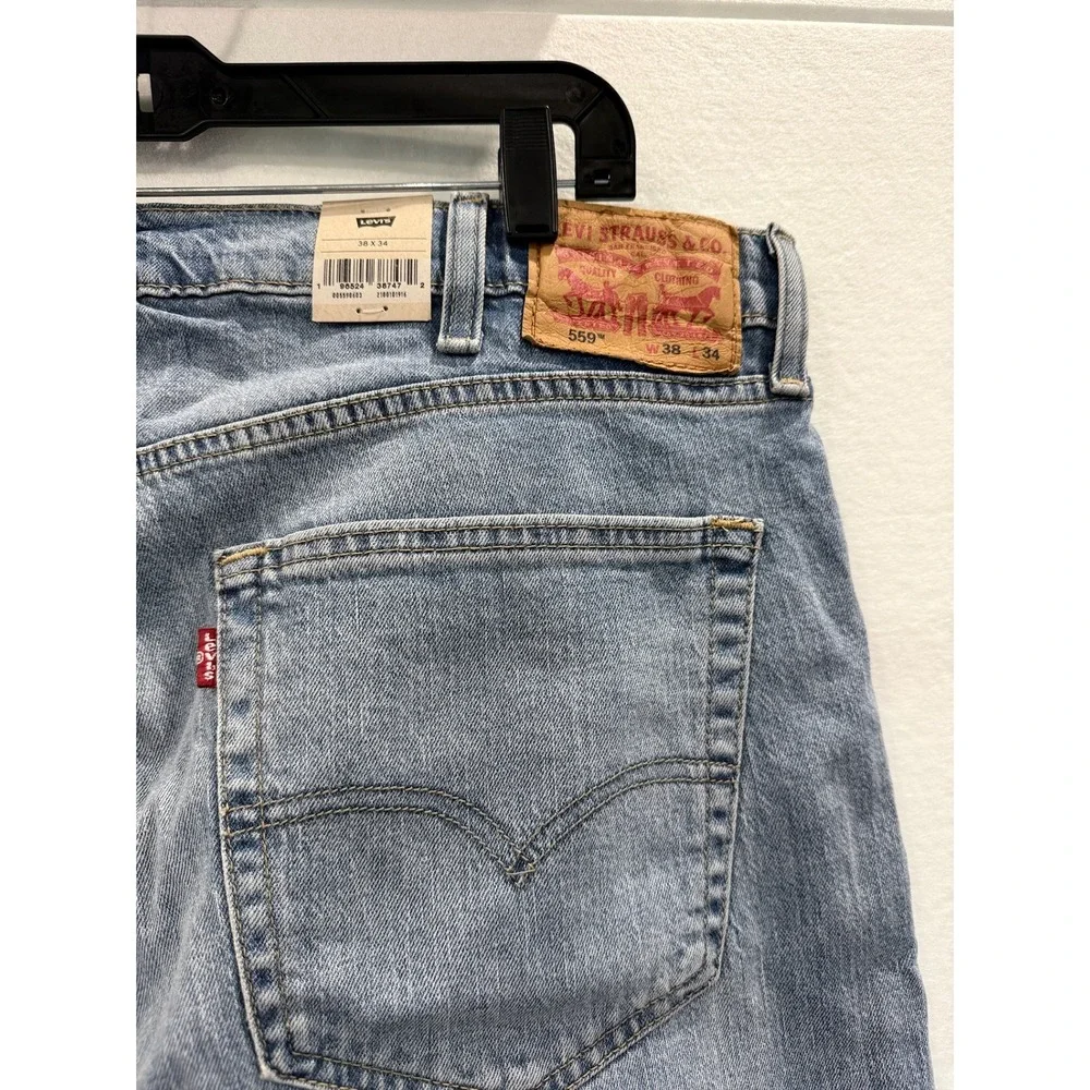 Levi's 559 Relaxed Straight Jeans Mens 38x34 Blue Denim Stretch 00559-0603